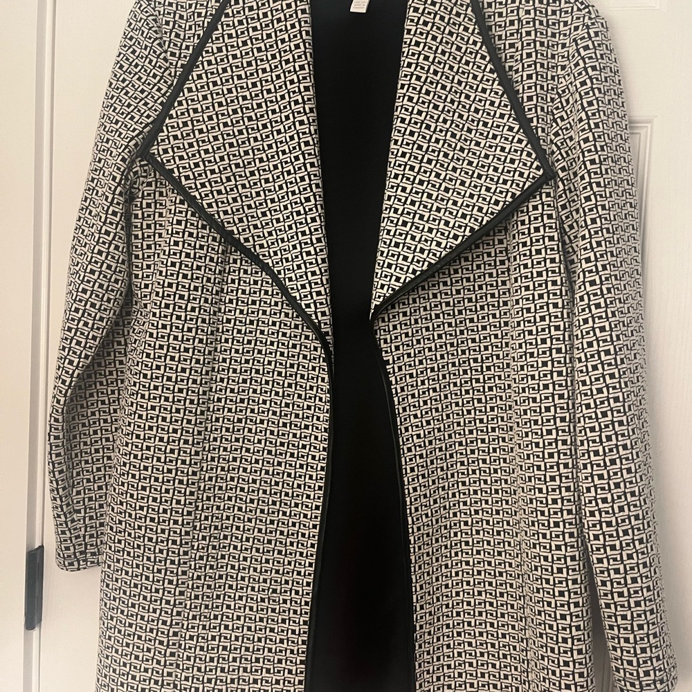 Scapa Lauren-Perre Black & Ivory Geometric Open Front Jacket – Size XL